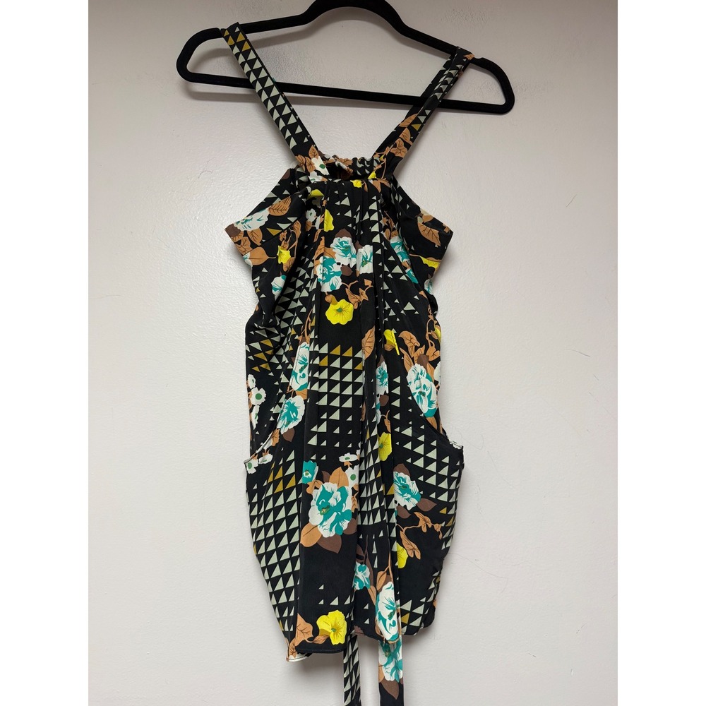 NAYVA Floral Geometric Halter Neck Top Women's Size 2 Black Multi